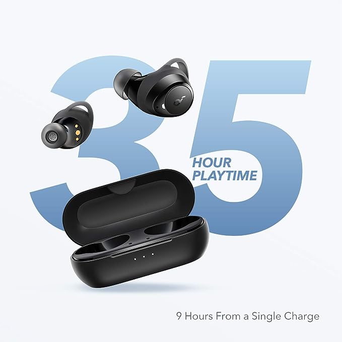 Wireless Earbuds, Powerful Customized Sound, 35H Playtime, Wireless Charging, USB-C Fast Charge, IPX7 Waterproof, Button Control, Bluetooth Earbuds, Commute, Sports