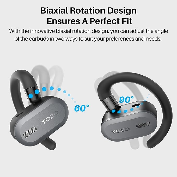 Open Buds Lightweight True Wireless Earbuds with Multi-Angle Adjustment, Bluetooth 5.3 Headphones with Open Ear Dual-Axis Design for Long-lasting Comfort, Crystal-Clear Calls for Driving, Meeting