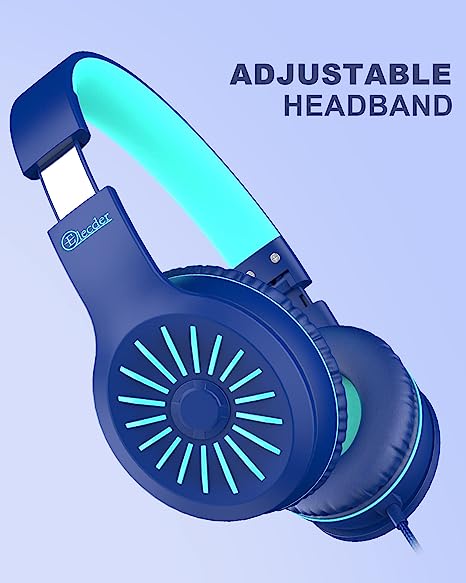 ELECDER i45 On-Ear Headphones with Microphone - Foldable Stereo Bass Headphones with No-Tangle 1.5M Cord, 3.5MM Jack, Portable Wired Headphones for School/Kids/Teens/Smartphones/Travel/Tablet - Blue