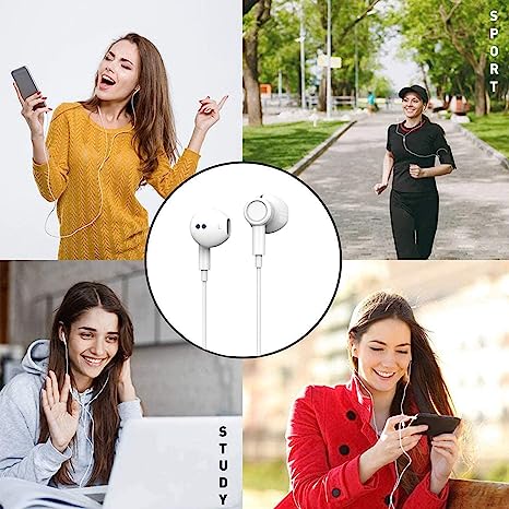 Hi-Res Extra Bass Earbuds Noise Isolating in-Ear Headphones Wired Earbuds with Microphone for iPhone, iPad, MP3, Huawei, Samsung, Lightweight Earphones with Volume Control 3.5mm Jack Headphones