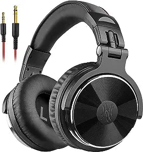 Wired Over Ear Headphones Studio Monitor & Mixing DJ Stereo Headsets with 50mm Neodymium Drivers and 1/4 to 3.5mm Jack for AMP Computer Recording Podcast Keyboard Guitar Laptop - Black